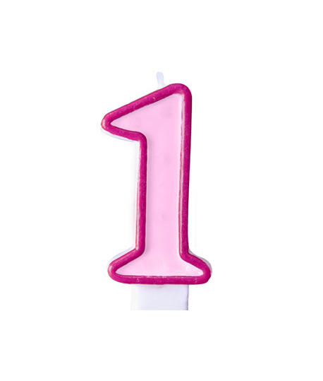 QQYL Bougie d'anniversaire arc-en-ciel en forme de chiffre 1 rose pour  gâteaux bébé