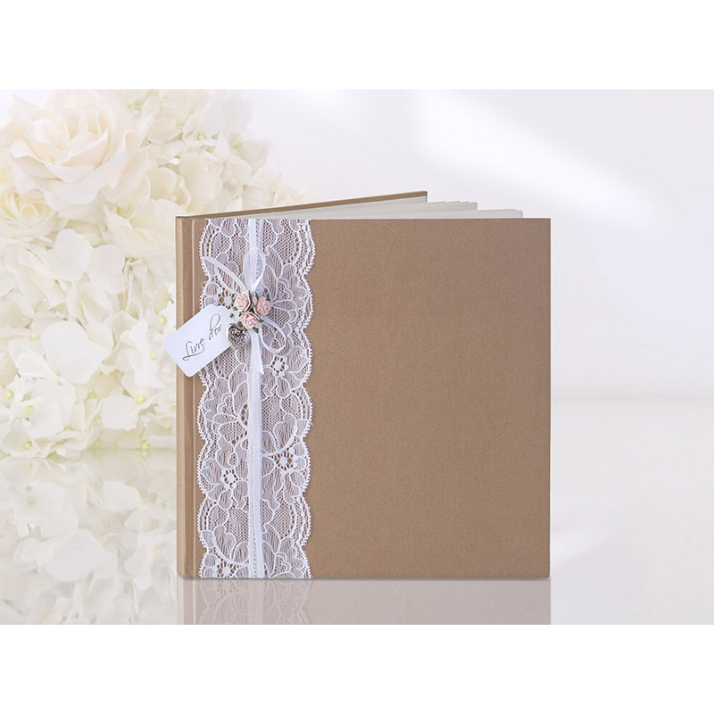  Livre  d or carr  blanc arabesque  florale argent e